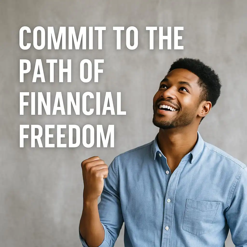A confident young man celebrating financial success when he build wealth in 3 simple steps — symbolizing the rewards of smart investing and disciplined savings.