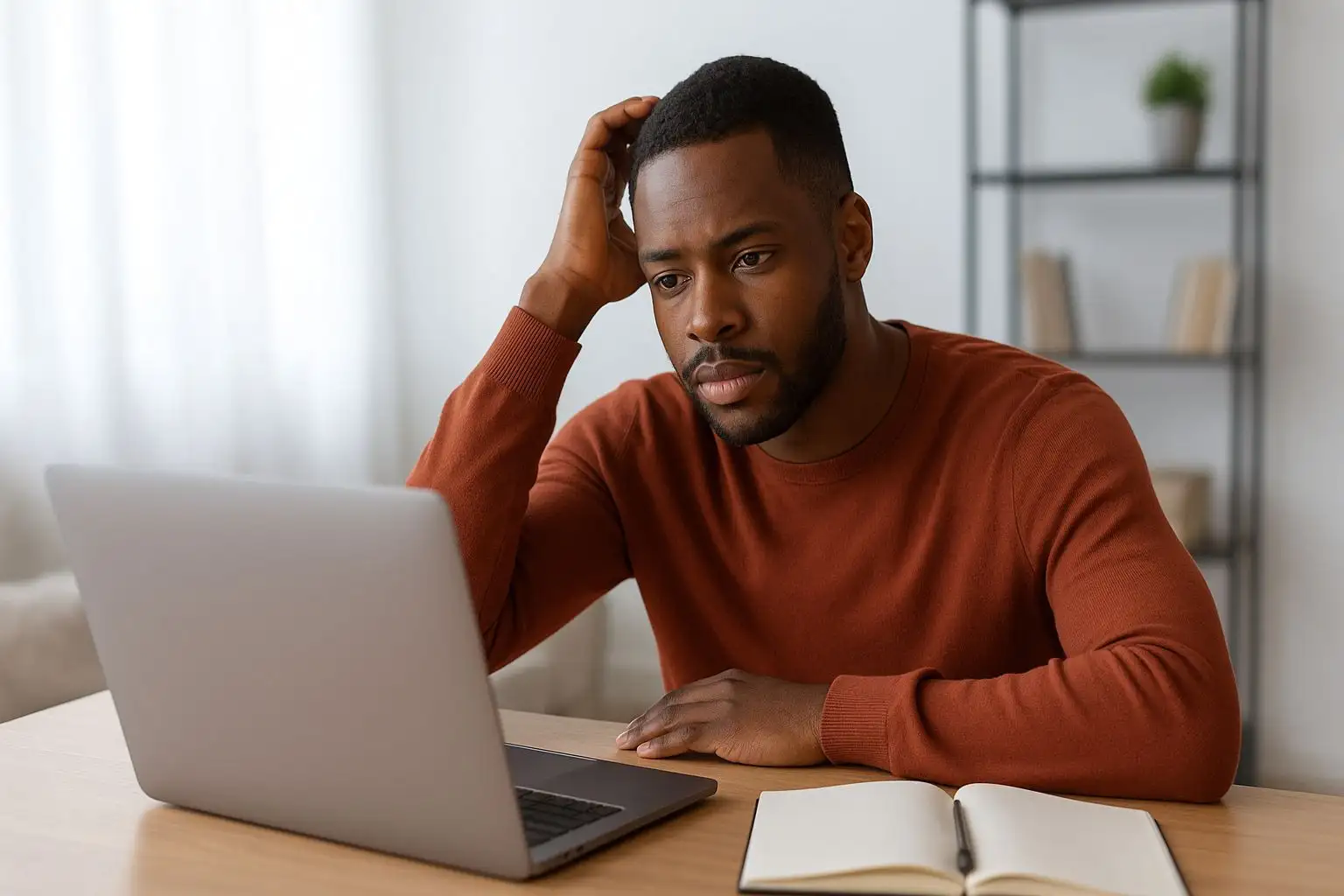 Young professional planning finances with laptop and notebook, representing the first steps to build wealth
in 3 simple steps