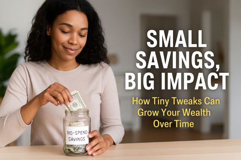 A motivated young professional setting up a savings jar at home to build small daily savings habits – realistic human photo for personal finance blog of TheFitFinance
