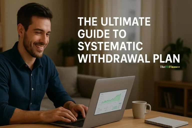 Smiling couple reviewing their finances on a laptop at home, planning a systematic withdrawal plan for retirement income.