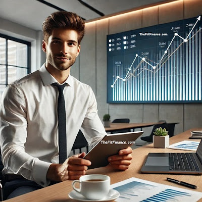 Motivated investor reviewing financial charts on a digital tablet in a modern workspace, symbolizing tax loss harvesting and financial empowerment.