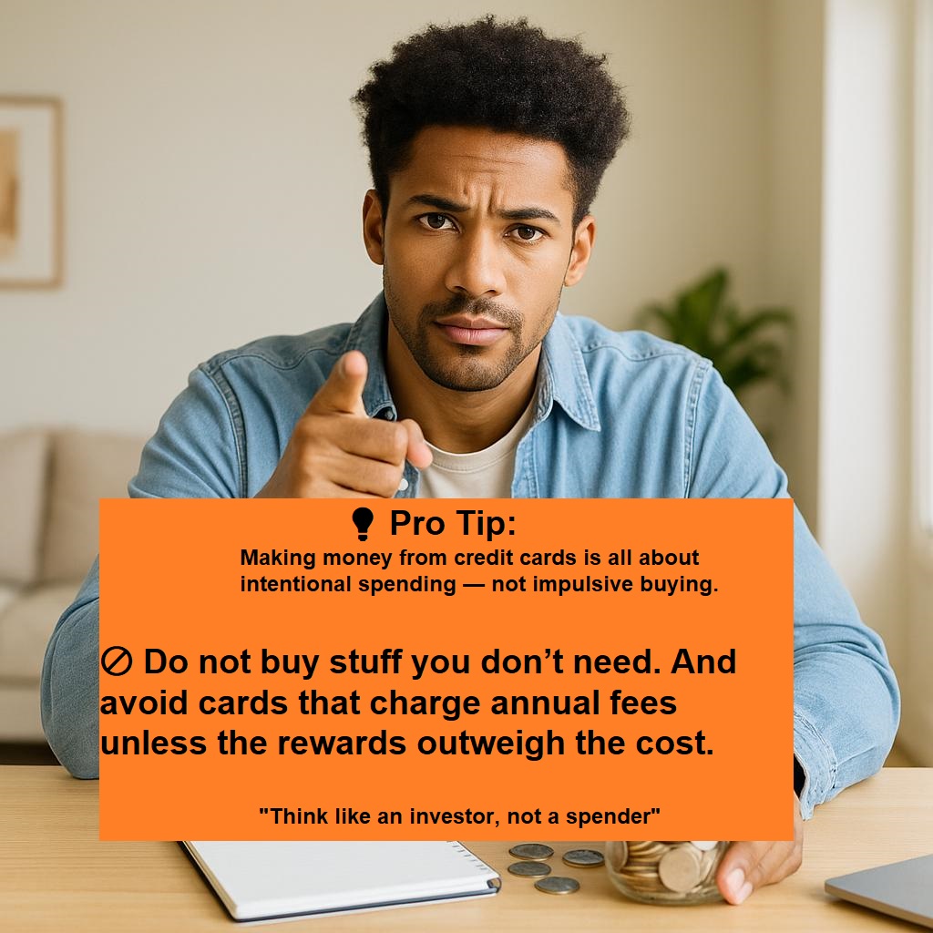 Man is advising the uses of credit card. align wit title is a credit card a source of income in TheFitFinance