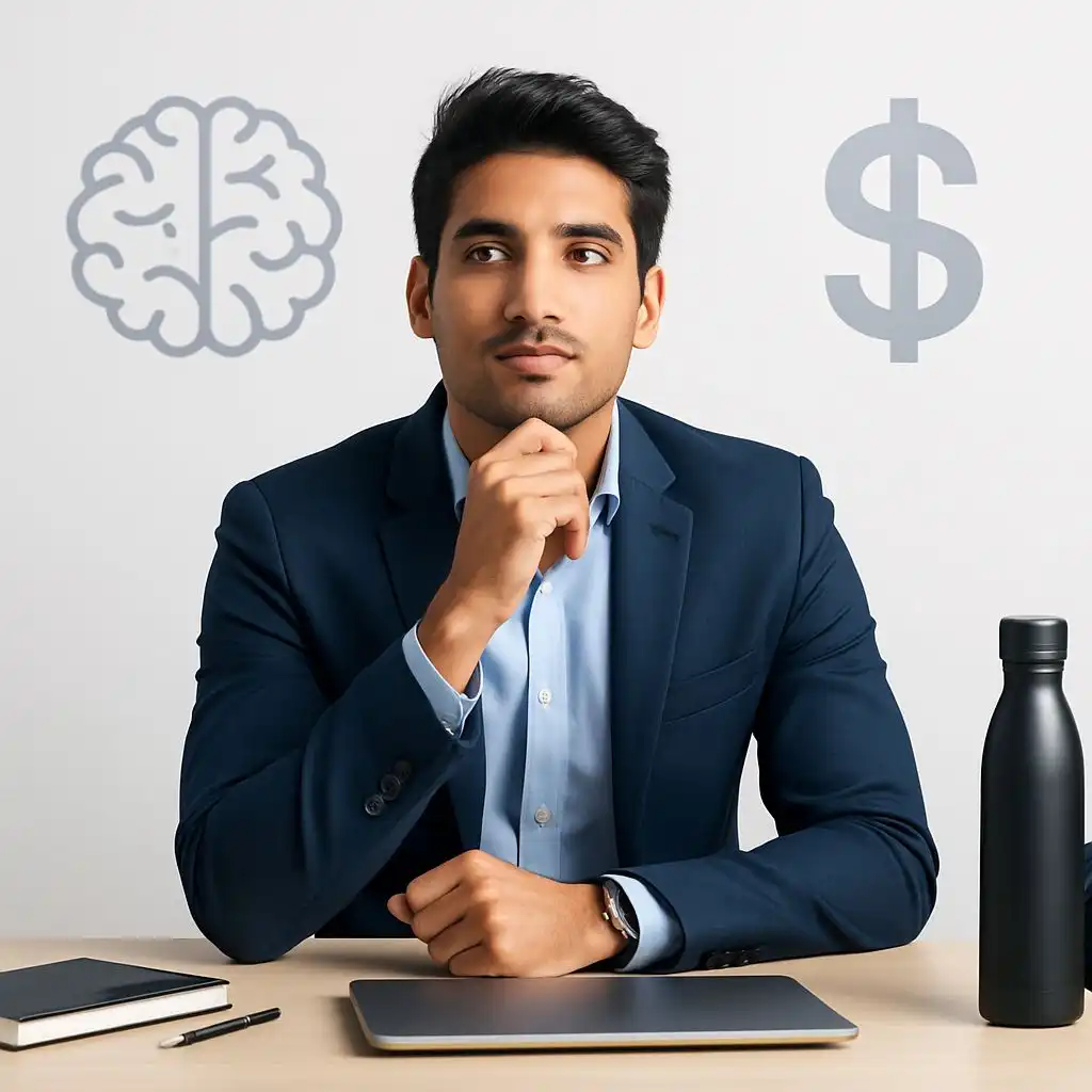 Man is thinking about.. Is wealth equal to wisdom? Is intelligence the secret to wealth? Learn the truth about the average IQ of rich people, average IQ of billionaires or average IQ of millionaires and how grit and skills matter more.