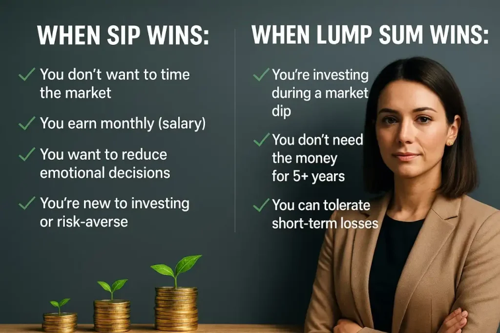 SIP vs Lump Sum investment comparison infographic for smart mutual fund investing decisions