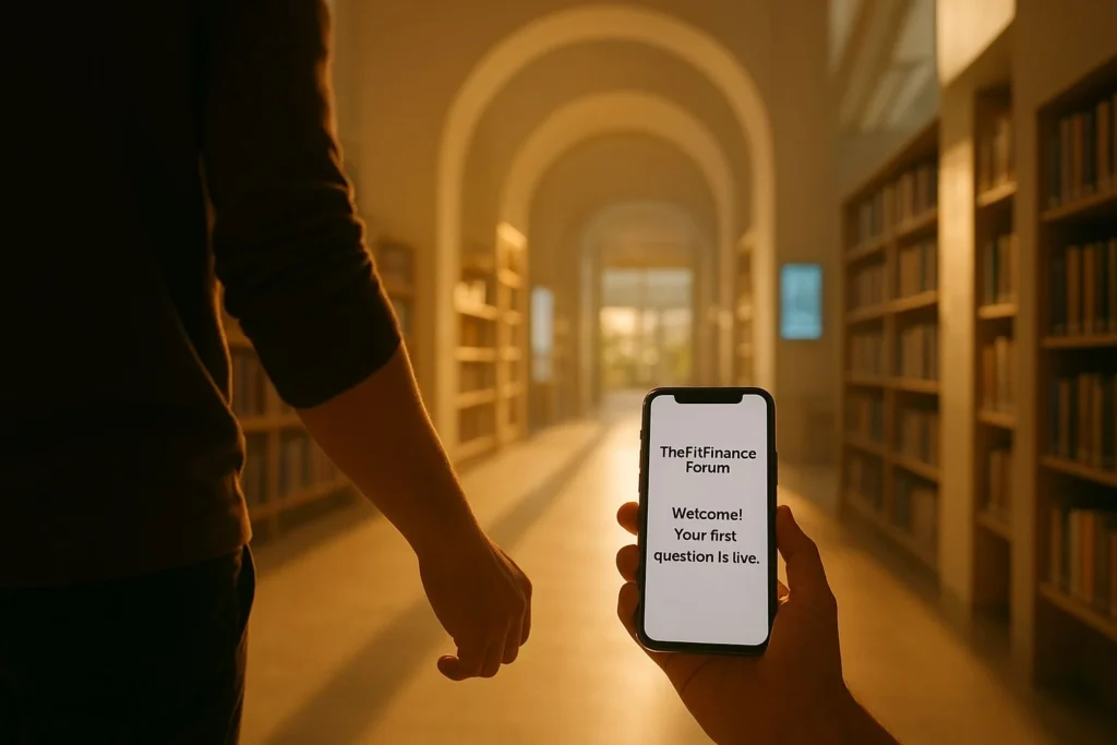A beginner confidently starting their journey through a cryptocurrency forum for beginners after posting their first question
