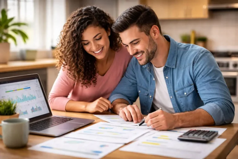 Couple reviewing financial documents together while planning a smart SIP exit strategy for long-term wealth protection